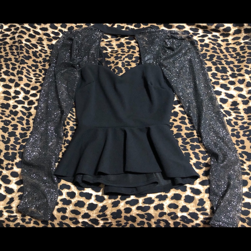 NWT Fashion Nova Sheer Elegance Peplum Top